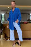 Made in Italy Plisse Shirt Lapis /8 =